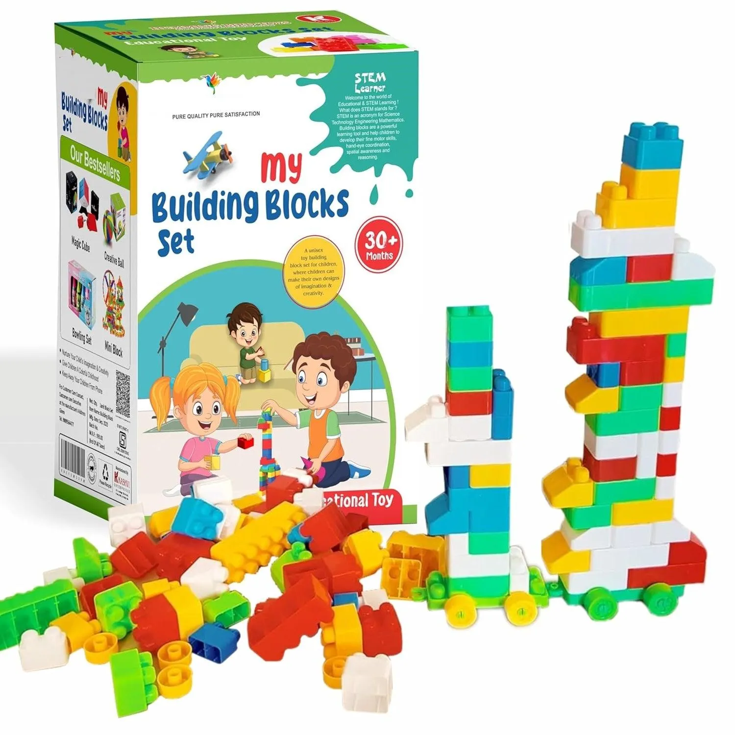 Kid's 100 Pcs Box Puzzle Blocks Toys Building & Construction Block Set for Children Boys and Girls (Multicolor)