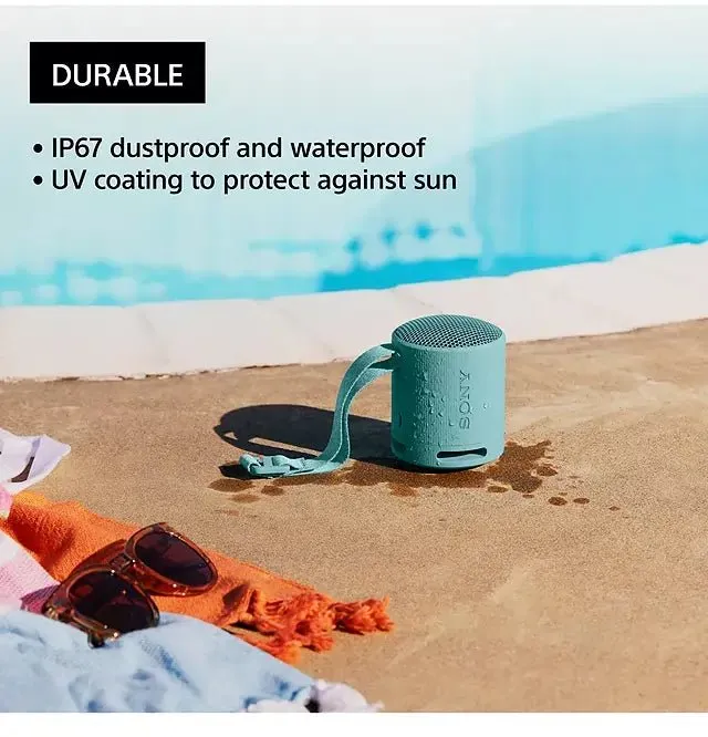 Sony SRSXB100L Waterproof Compact Bluetooth Wireless Speaker, Light Blue